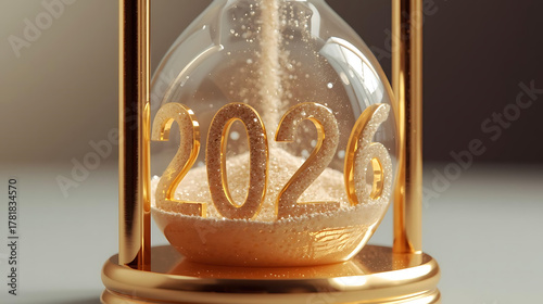 Golden Hourglass 2026 Warm Light Time Concept
