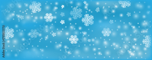 Wallpaper of randomly falling snowflakes. Frozen grains of snow dust. Snowy sky with a white-green background. Vector illustrations.