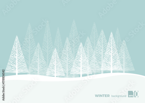 Winter landscape background with fir tree and snow in mountain. Christmas. Abstract vector illustration.