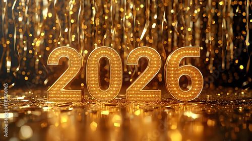 Golden 2026 Lights and Tinsel Festive Celebration