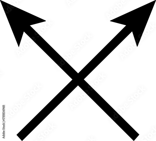 Dynamic crosshair design pointing in opposite directions, ideal for impactful branding or wayfinding, a classic symbol for navigation and decision-making