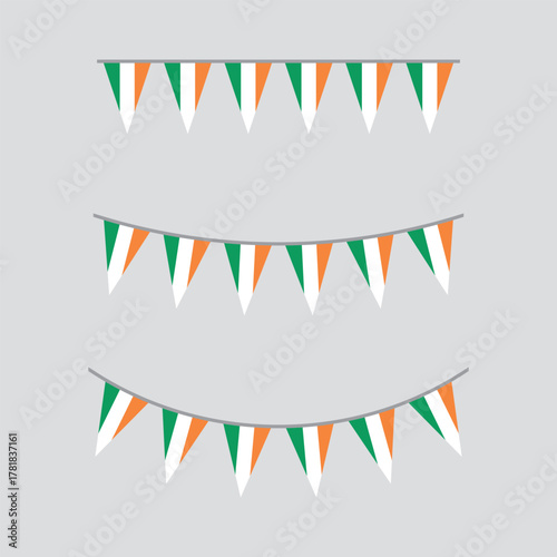 Seamless flag of Ireland party bunting border. Flat design illustration.