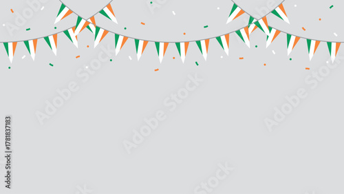 Seamless flag of Ireland party bunting border. Flat design illustration.