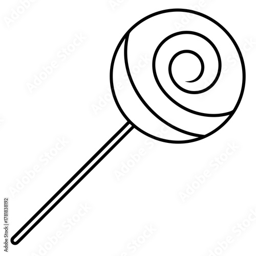 Sweet swirl lollipop candy line art drawing vector isolated element