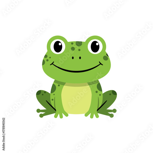 Cute Cartoon Frog Sitting Illustration - Adorable Amphibian Character