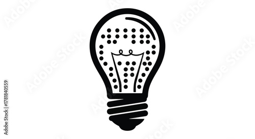 Lightbulb with braille dots, symbolizing ideas and accessibility for the visually impaired.