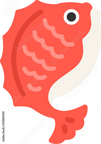 跳ねている、鯛のアイコンのイラスト