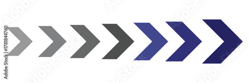 Dynamic colorful arrow trail graphic representing speed acceleration and fast movement forward motion abstract concept. transparent vector illustration. Abstract dark blue futuristic arrow concept