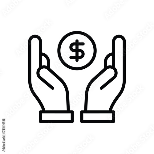 Two hands hold a coin with a dollar symbol in the center