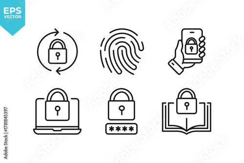Set of line icons Padlock. Outline icons collection stock illustration