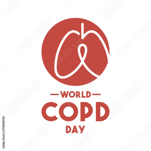 Flat design vector of World COPD Day. November. Lungs icon. Banner, card, background. White background.