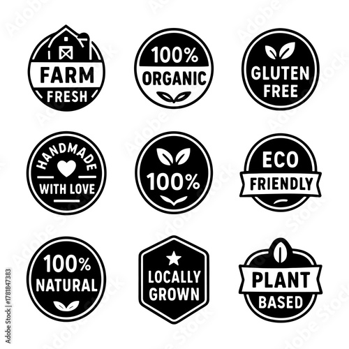 Organic natural badges ,eco friendly, gluten free, farm fresh, handmade
