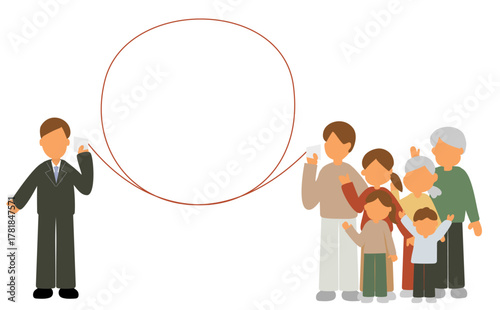 家族の相談を受けるビジネスマンのイラスト