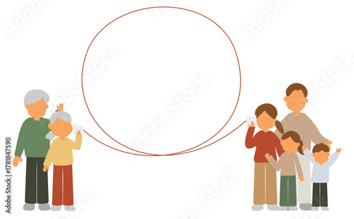 離れた家族と連絡を取る高齢の両親