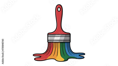 Palette of Creativity: A paint brush laden with vibrant, dripping colors, ready to splash life onto canvas, embodying artistic expression and the act of creation.