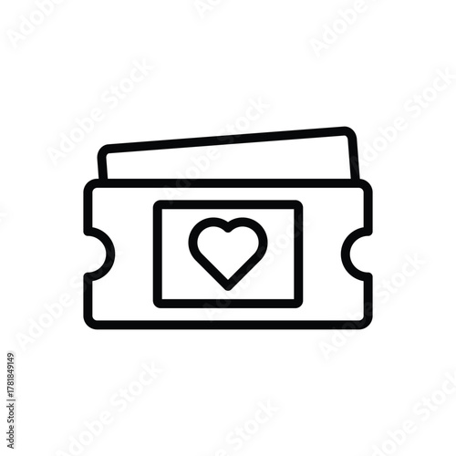 Ticket with a heart stacked with a second smaller ticket