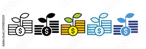 Wealth Tree Icon Set Multiple Style Collection