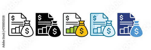 Financial Report Icon Set Multiple Style Collection