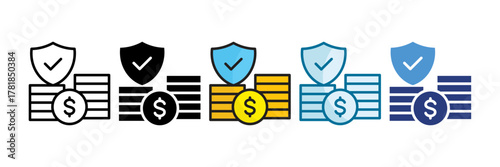 Trust Fund Icon Set Multiple Style Collection