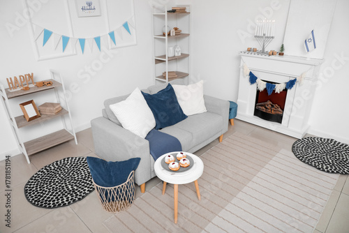 Interior of festive living ...