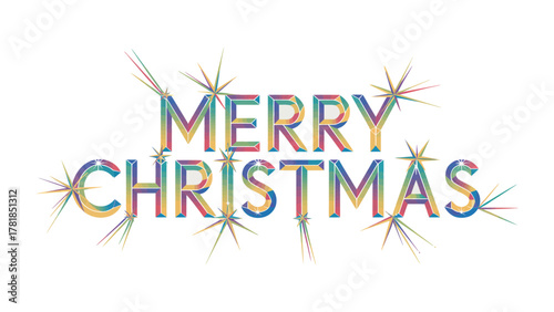 Festive Christmas Greeting: A vibrant Merry Christmas message shines with radiating lines, perfect for spreading holiday cheer.