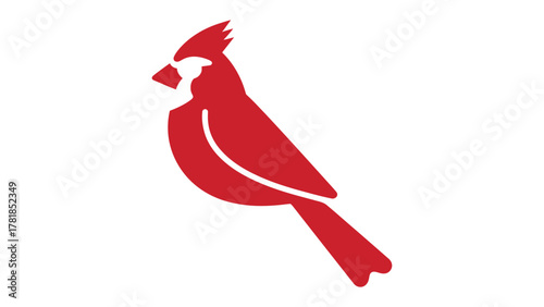 Red Cardinal Silhouette: A minimalist graphic showcases a bold red cardinal, its silhouette standing out. The perfect design to represent the beauty of minimalist concepts and birdlife.