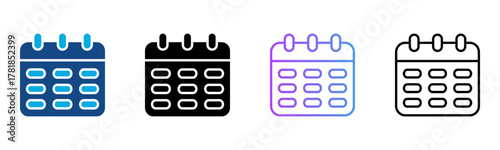 Calendar Icon Multiple Style Vector Illustration
