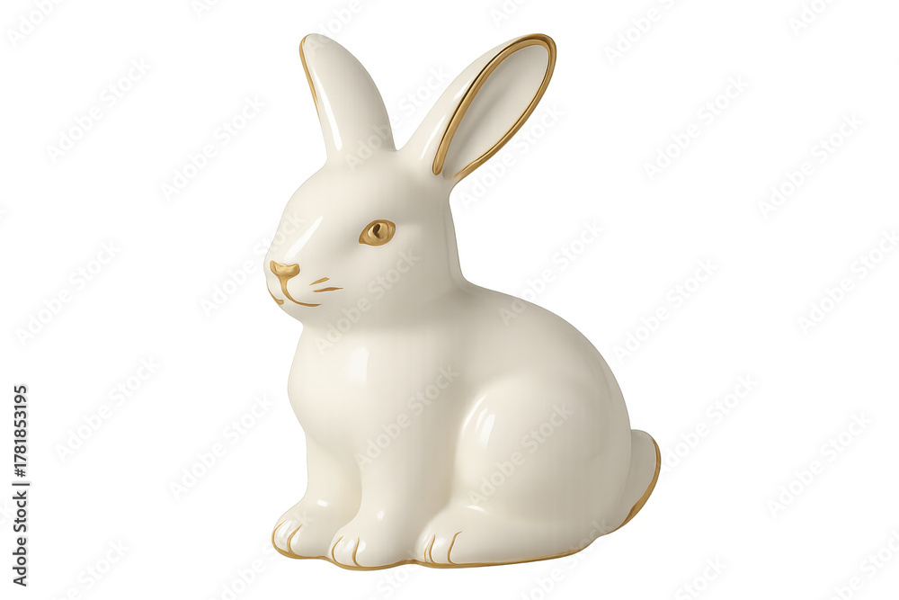 Fototapeta premium White ceramic rabbit figurine adorning easter holidays