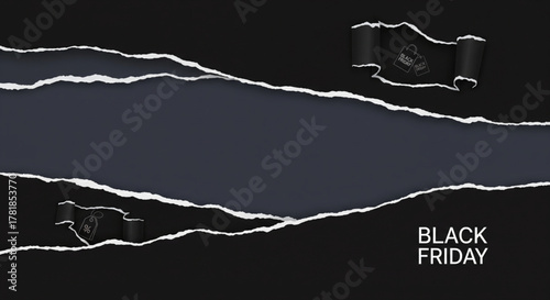Torn Paper Background with Black Friday Text for Sales and Discounts