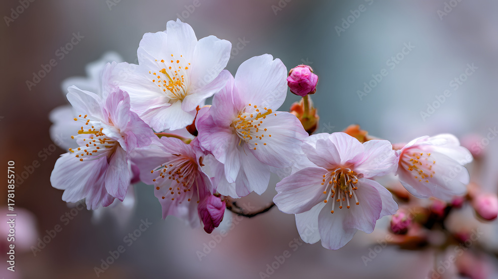 Obraz premium Mystical cherry blossom whispers ephemeral haiku, capturing Hanami's poetic grace, fleeting spring embrace, ethereal Japanese elegance