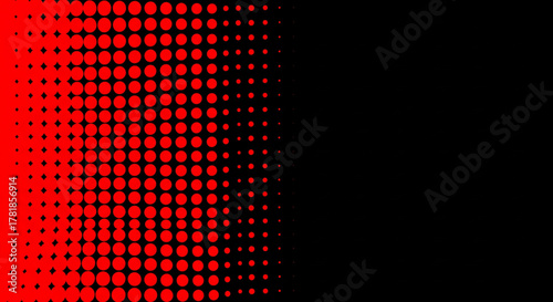 Abstract Red Halftone Dots Fading into Black Background - Graphic Design Element