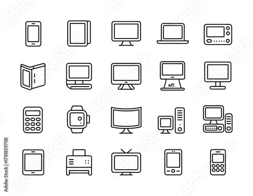 Computer technology electronic device icons pack