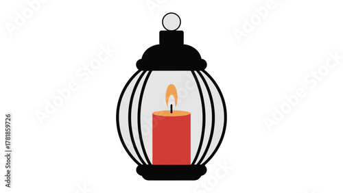 Lantern's Warmth: An illustration of a captivating lantern, showcasing a solitary candle, its flame dancing within, casts a gentle, welcoming warmth.