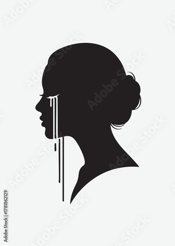 silhouette of a crying woman