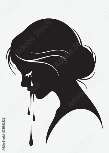 silhouette of a crying woman