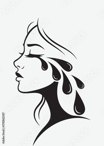 silhouette of a crying woman