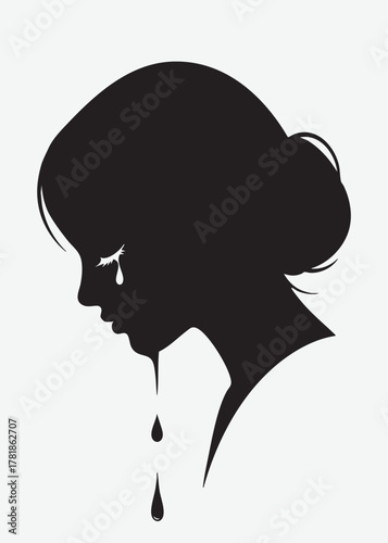 silhouette of a crying woman