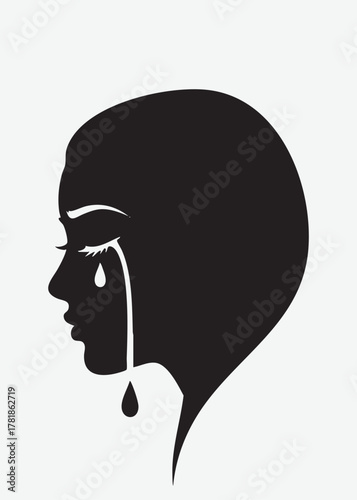 silhouette of a crying woman