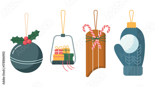 Festive Ornaments Collection: a delightful assortment of holiday ornaments, each designed with unique charm, capturing the spirit of winter celebrations.