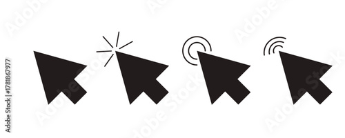 Cursor arrow pointer, click here mouse load symbol. Pointer cursor and loading icon. Cursors icons click set. Touch screen symbol, pointer sign and symbol.