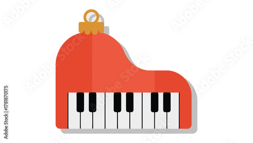 Holiday Melody: A stylized Christmas ornament shaped like a red grand piano, evoking the spirit of music and the festive season.