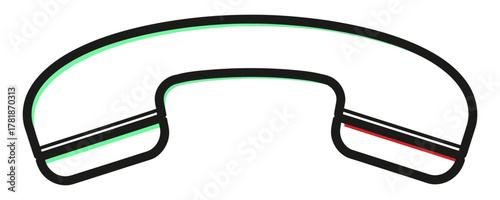 Stylized illustration of a telephone handset, communication device