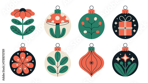 Festive Baubles: A vibrant collection of Christmas ornaments, each adorned with unique designs, capturing the spirit of the season