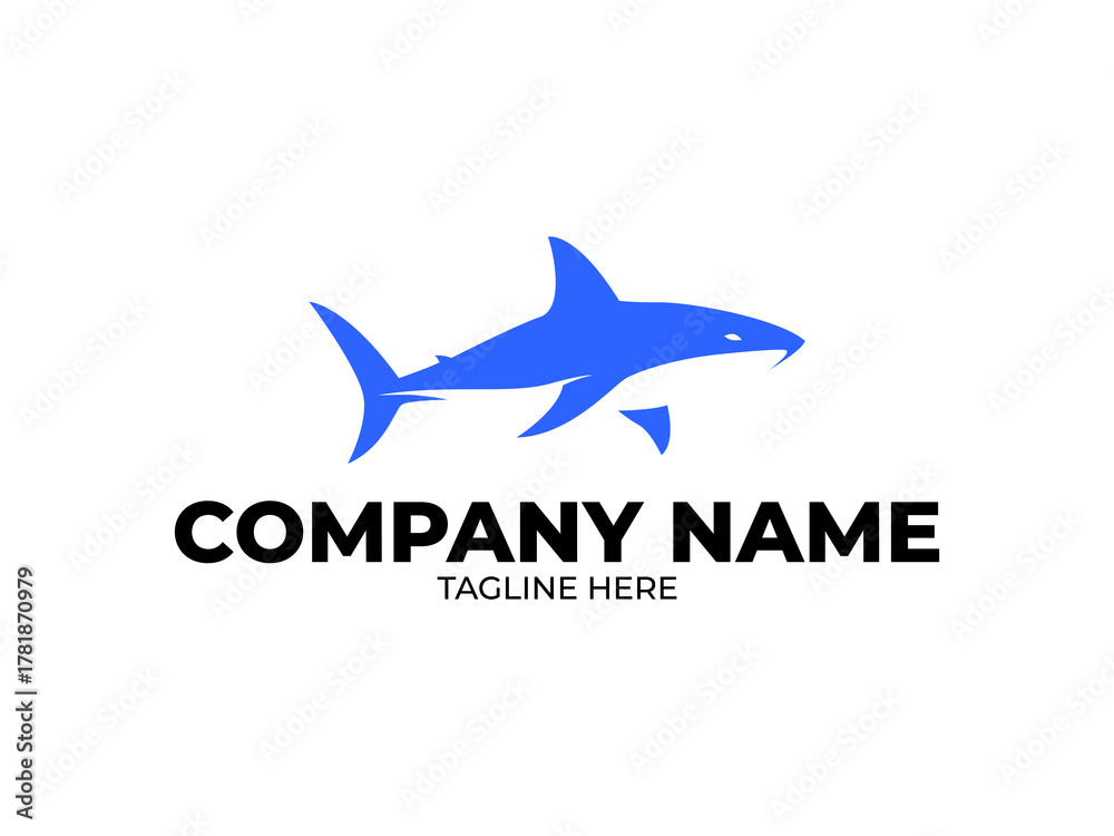 Obraz premium Dynamic Shark Logo Silhouette Strength, Aggressive, Finance, or Ocean Brand Icon