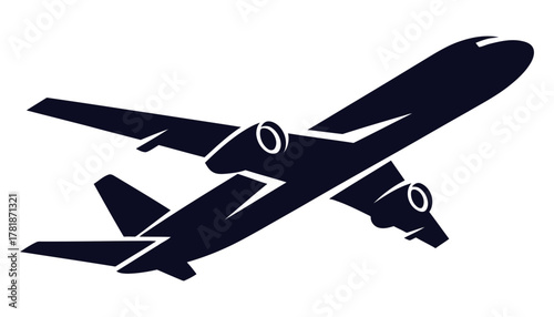 Silhouette of a passenger airplane taking off commercial aviation concept