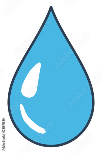 Simple blue water drop, representing purity and environmental conservation