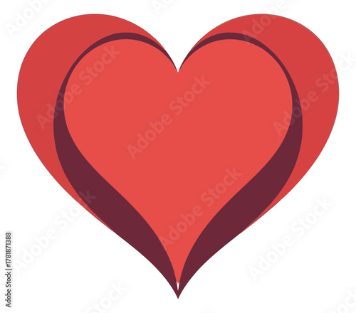 Three hearts in red color, symbolizing love, passion and romance