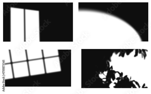 Shadow light window pattern on dark wall minimalist photo png shadow set, texture design background png shadow set