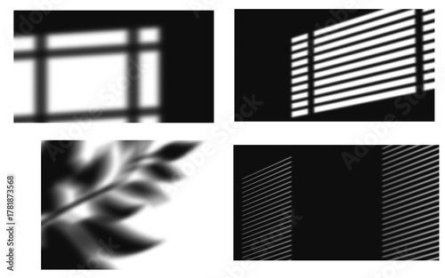 Shadow png set window light and wall shadow pattern background, blinds and stripe light effect minimal, leaf branch blur and natural light background