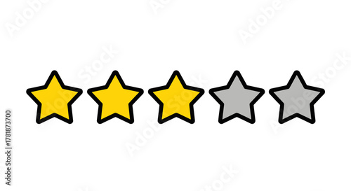 Three Yellow Stars Out of Five Representing a Good Rating or Partial Approval, With Two Gray Stars Indicating Missing or Negative Feedback